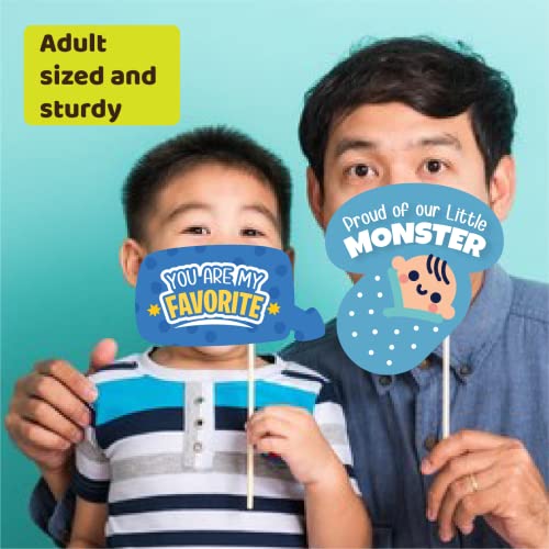 Crackles First Birthday Photo Booth Props for Baby Boy - Blue Party Decorations, Kids Party Items - 38 Pieces - Image 3