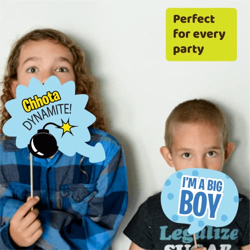 Crackles First Birthday Photo Booth Props for Baby Boy - Blue Party Decorations, Kids Party Items - 38 Pieces - Image 5