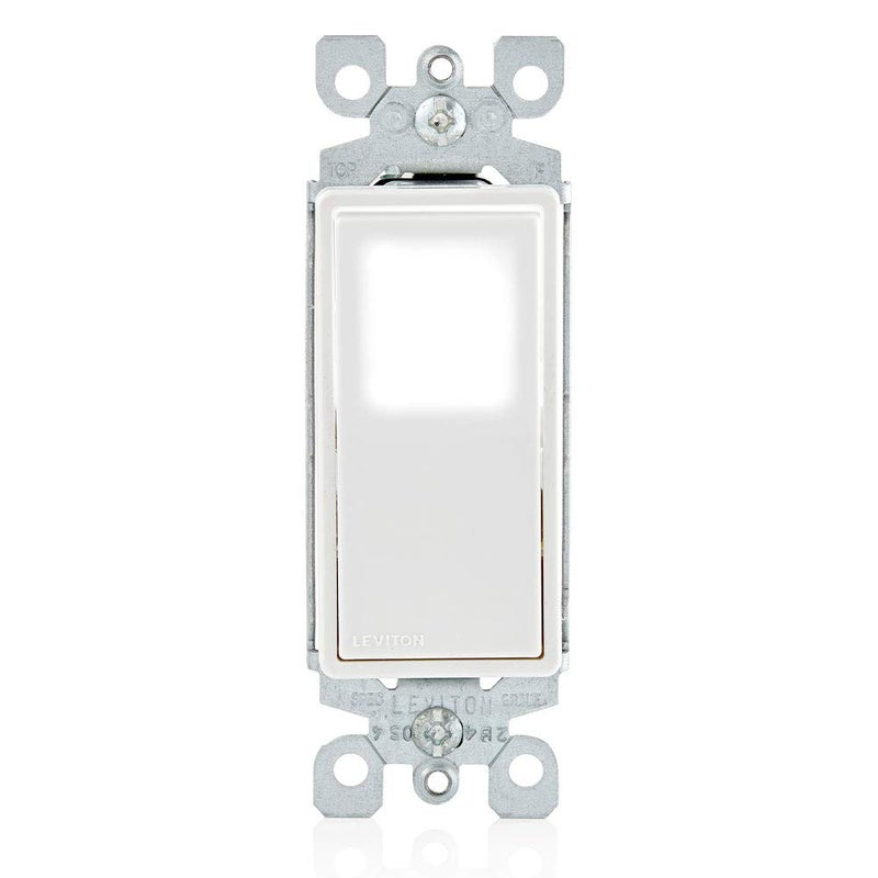 Leviton 15 Amp Decora LED Illuminated Light Wall Switch Single-Pole, L5611-2W, White - Image 1
