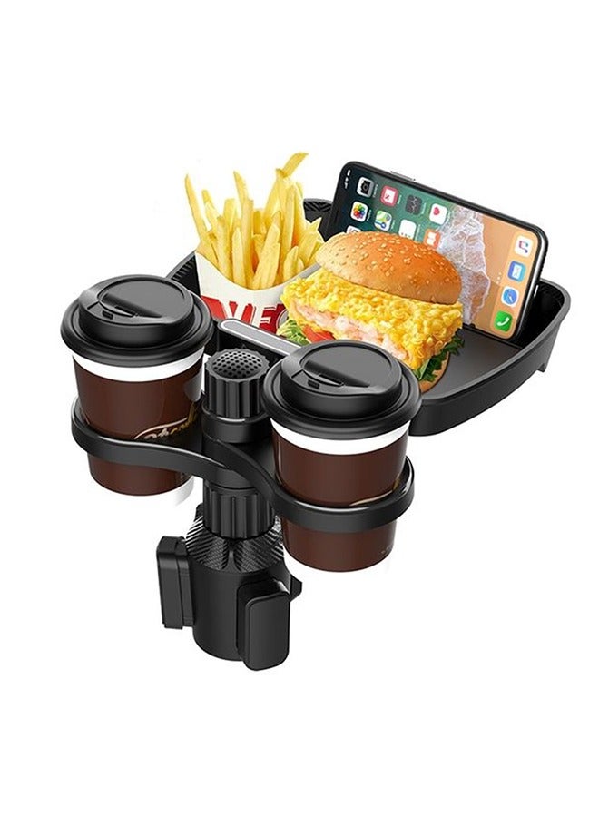 Car cup holder with a detachable rotating food tray in addition to 2 small cup slots /CUP-B05 - Image 1