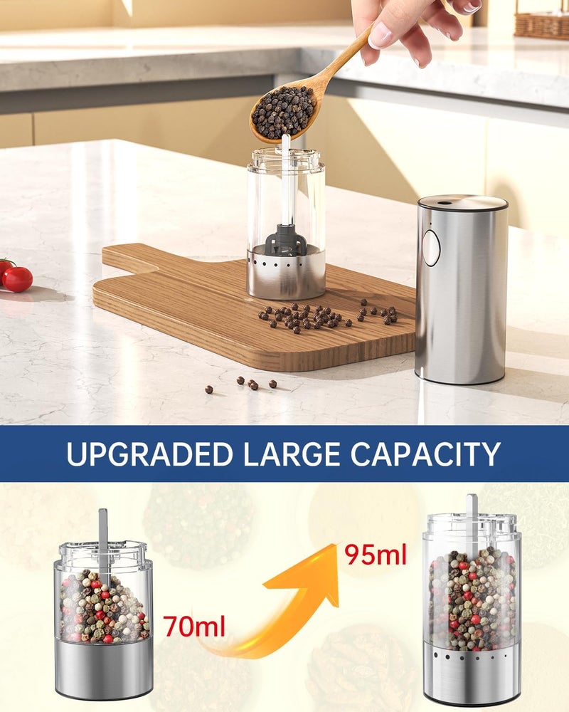 CircleJoy Stainless Steel Electric Pepper Grinder, Rechargeable Pepper Mills with LED Light, 6-Level External Adjustable Coarseness for Easy Use - Image 4