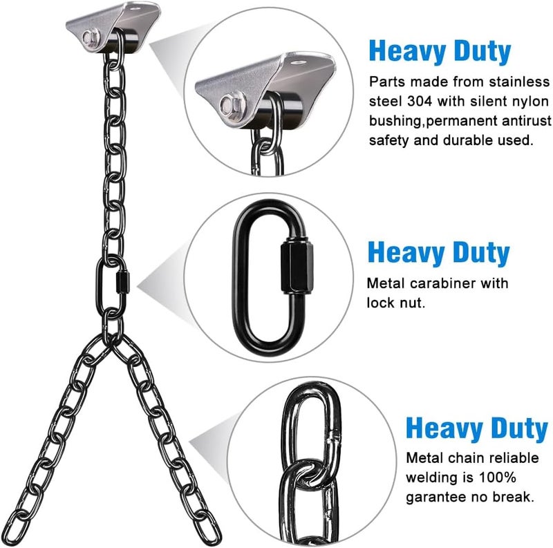 BeneLabel 2Pcs 81" (6.75 ft) Heavy Duty Porch Swing Chain with Silent Swing Hanger 1000LB Capacity Black Hanging Chair Chain Hardware for Indoor Outdoor Bench Swing, Hammock Chairs - Image 5