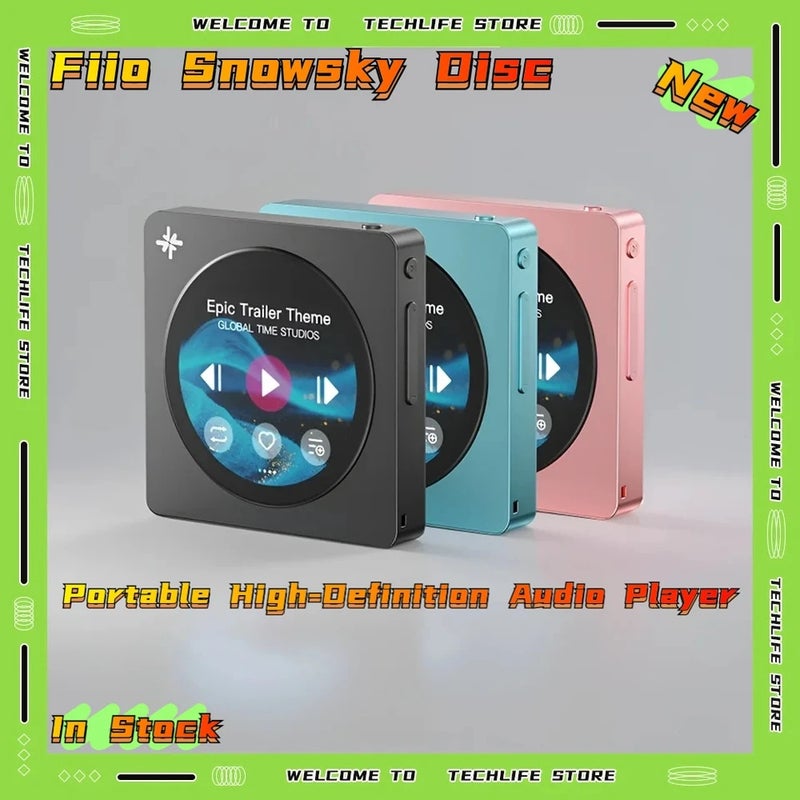 FiiO Snowsky Disc Portable Hi-Res Music Player Bluetooth 5.4 Wi-Fi Ldac 3.5mm+4.4mm Dual DAC 2TB Expandable 12H Battery Mini MP3, only green case - Image 1