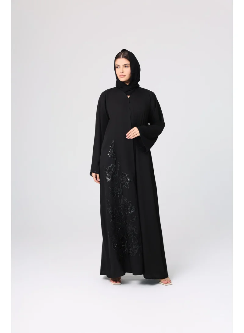 IKKXA  Luxury Beaded Sleeves Embroidery Solid Abaya ABY1132 for Women | Best Price UAE