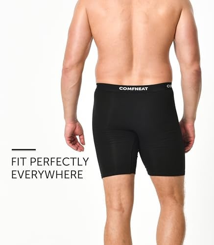 Comfneat Men's 9" Long Leg Cotton Boxer Briefs Stretchy Comfy Underwear 4-Pack (Black 4-Pack, S) - Image 5
