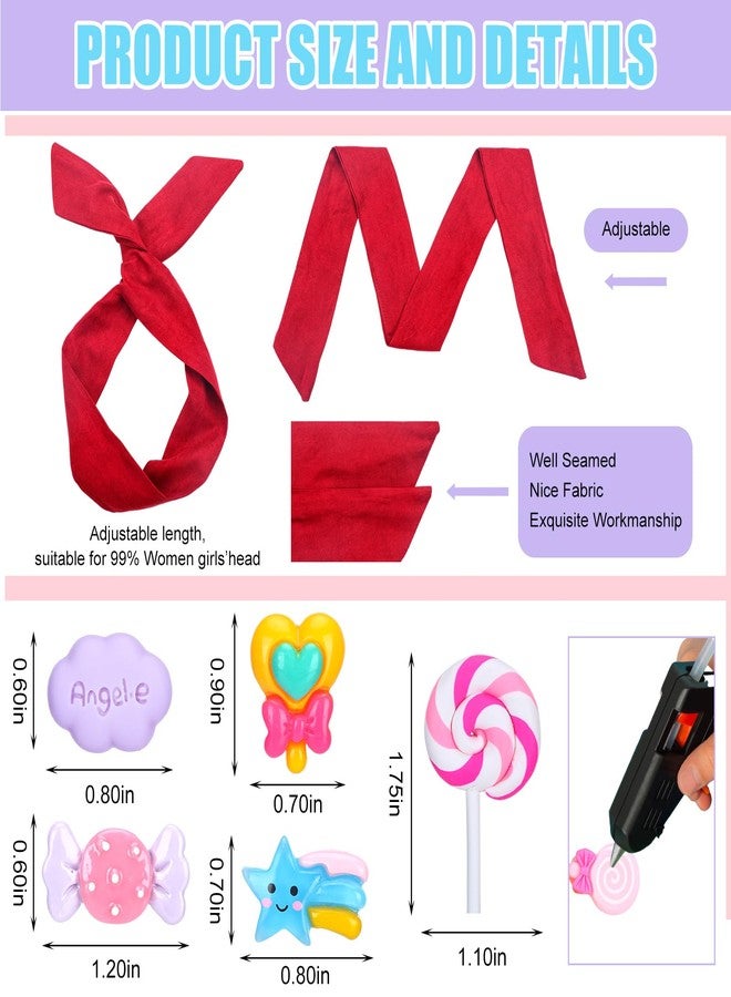 CraftyDream 31 Pcs Halloween Cartoon Costume Accessories Candy Hair Clips Red Wire Headbands Hair Accessories Candy Hair Pins Sweets Embellishments Supplies for Girls Women Party Cosplay - Image 3