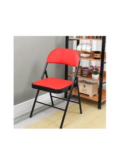 Extra Folding Chair with Padded Seats, Multi-Functional Portable Chair for Home Dining Office Fishing Outdoor, Red  - Image 2
