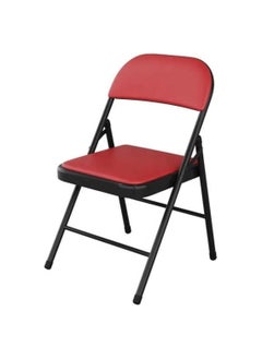 Extra Folding Chair with Padded Seats, Multi-Functional Portable Chair for Home Dining Office Fishing Outdoor, Red  - Image 3