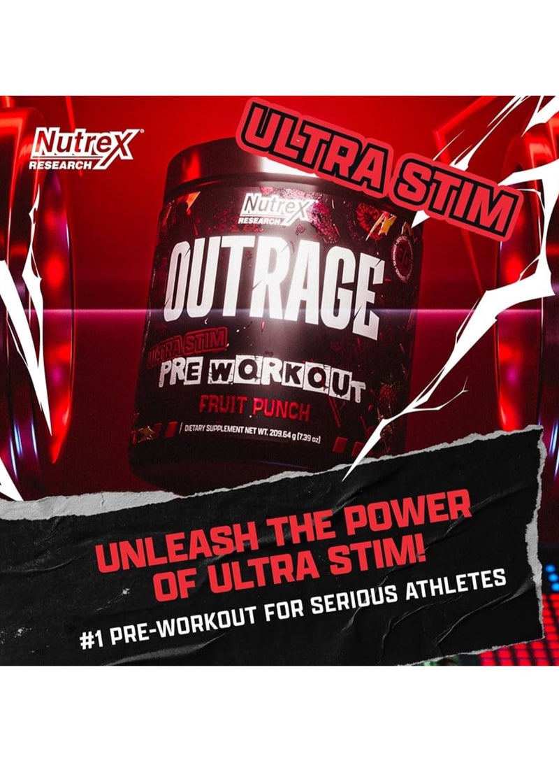 Nutrex Research Nutrex Outrage Extreme Pre-Workout Ultra Stim, Energy, Focus & Power, Fruit Punch - 30 Servings - Image 2