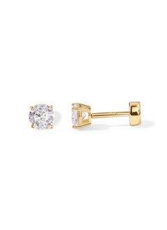 PAVOI 14K Gold Plated Solid 925 Sterling Silver Post Cubic Zirconia Stud Flat Back Earrings For Women | Cartilage Earring | Helix Piercing Jewelry | Small Stud Earrings For Women  - Image 1