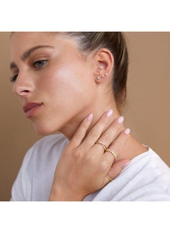 PAVOI 14K Gold Plated Solid 925 Sterling Silver Post Cubic Zirconia Stud Flat Back Earrings For Women | Cartilage Earring | Helix Piercing Jewelry | Small Stud Earrings For Women  - Image 4