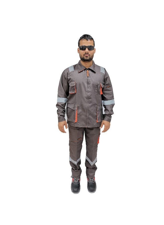 POWER Power Pant and Jacet Protective Workwear Suit – Grey, Durable & Comfortable Workwear – Ideal for Industrial & Construction Use – Size-L  - Image 1