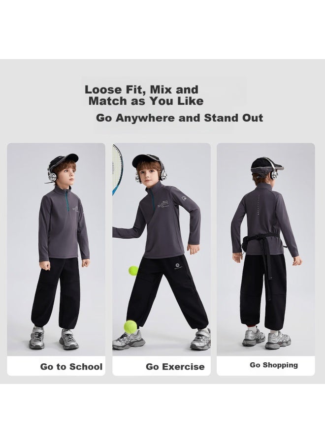 Ask Junior Double-sided Brushed Children's Long Sleeve T-shirt  Autumn Big Kids Half-zip Base Shirt For Boys - Image 5