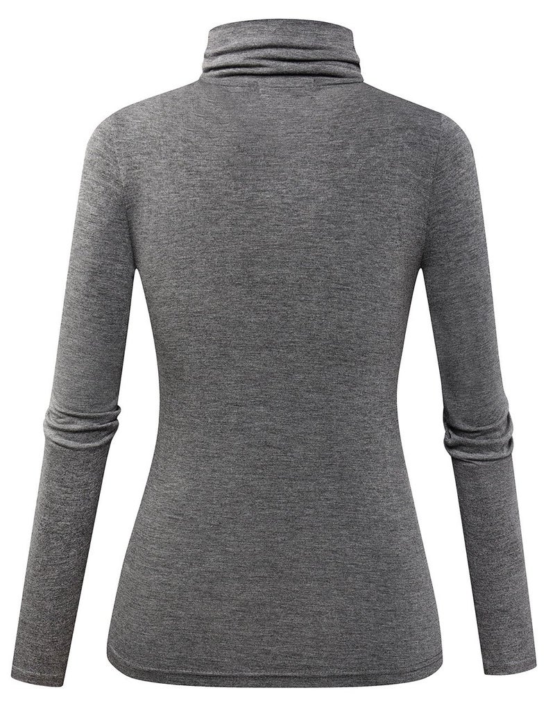 Herou Womens Turtleneck Casual Long Sleeve Slim Fitted Layer Tops Shirts Grey Medium - Image 2
