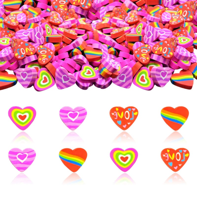 OZIO 76 Pieces Valentine Heart Pencil Erasers, Mini Erasers for Kids, Soft TPR Material, Heart Shaped, Valentine's Day Theme, Removing Pencil Markings - Image 1