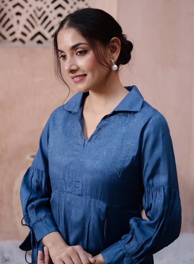 Sanskrutihomes Collared Long Sleeves Pure Cotton Top and Pants Co-Ords - Image 5