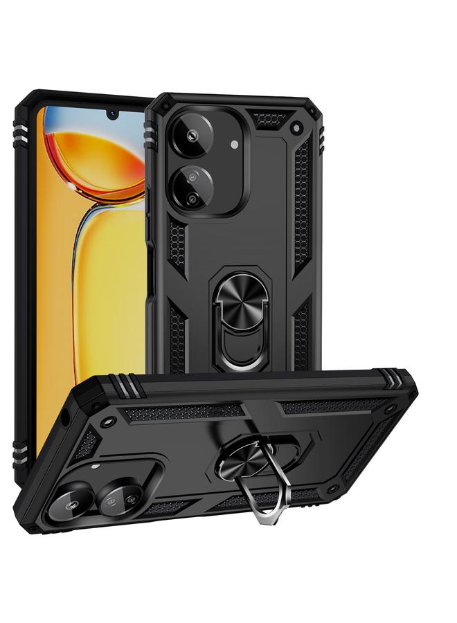 Zaboon For Xiaomi Redmi 13C 4G/5G Shockproof TPU + PC Phone Case with Holder(Black)