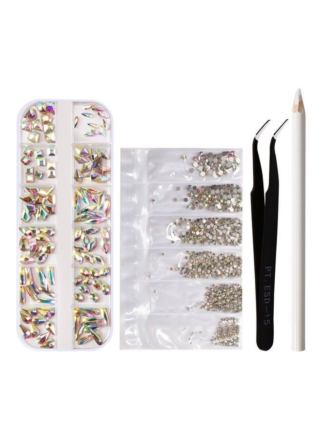 NIBEMINENT DIY Manicure Nail Art Decorations With Tweezer Set Multicolour - Image 1