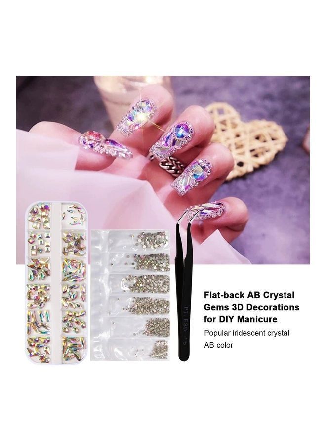 NIBEMINENT DIY Manicure Nail Art Decorations With Tweezer Set Multicolour - Image 3