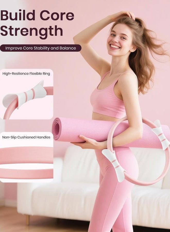 Fuelion Pilates Ring Set for Women, Home Workout Pilates Equipment with Resistance Bands, 14'' Magic Circle, Mini Ball, Pilates Starter Kit for Strength, Toning and Flexibility, Workout Guide Included - Image 4