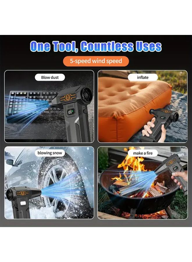 Black Mini Storm Turbine Fan High Speed Turbo Blower For Car Workshop Camping - Image 5