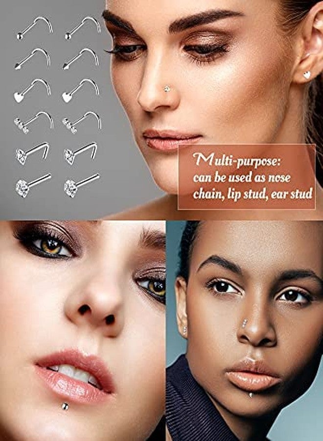 MTLEE Nose Chain Nose Ring Chain Nose Chain Piercing Across Nose Nose to Ear Chain Jewelry Double Nose Ring with Chain Stainless Steel for Women Men Nose Piercing Stud Nostril Jewelry (Silver, 1.5) - Image 3