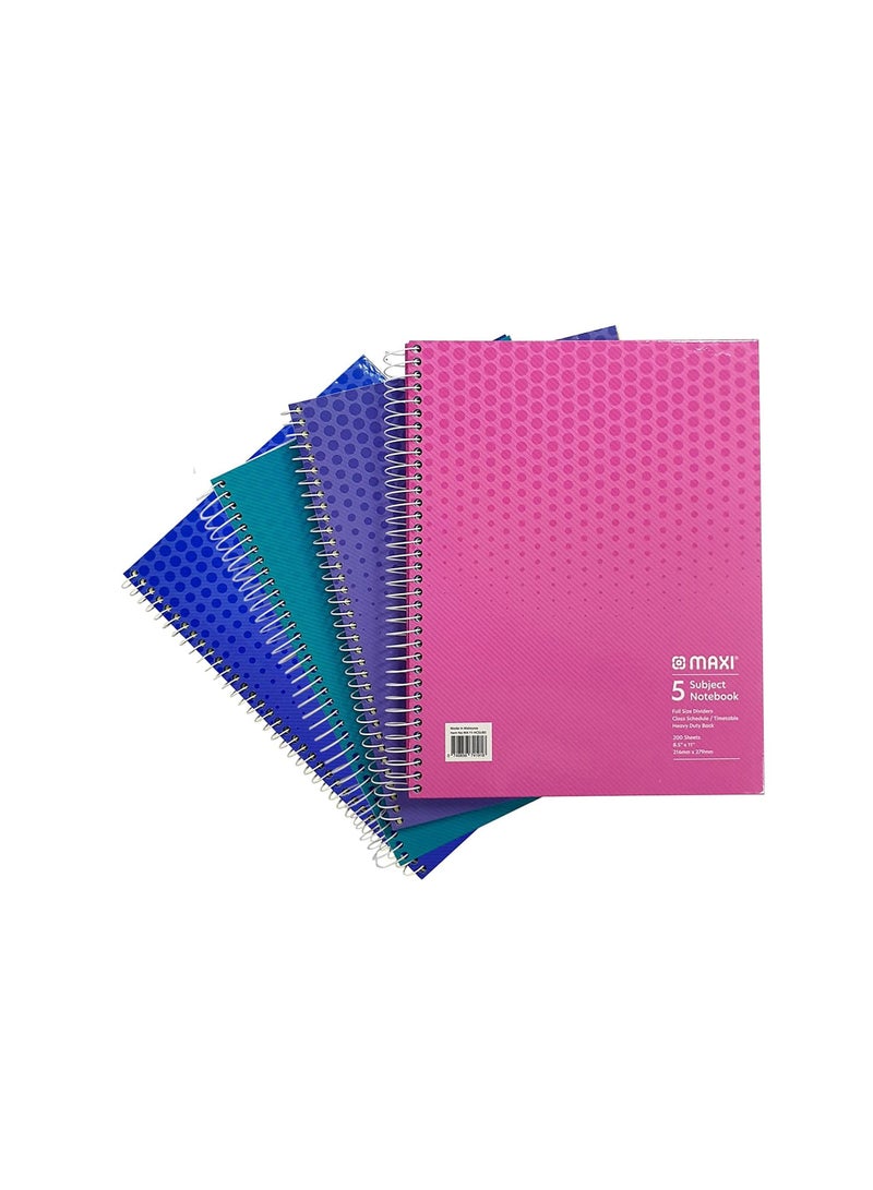 Maxi Spiral Hard Cover 5 Subject Notebook 11"X8.5" 200 Sheets - Image 4