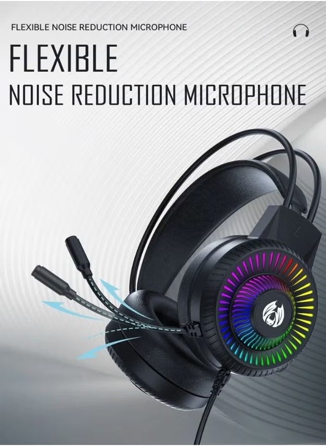 ELTRAZONE Wired RGB Gaming Headset with Noise-Cancelling Microphone, 3.5mm Audio Jack & USB Connection, LED Backlight, Comfortable Ear Cushions – Compatible with PC, PS4, Xbox for an Enhanced Gaming Sound Experience  - Image 3