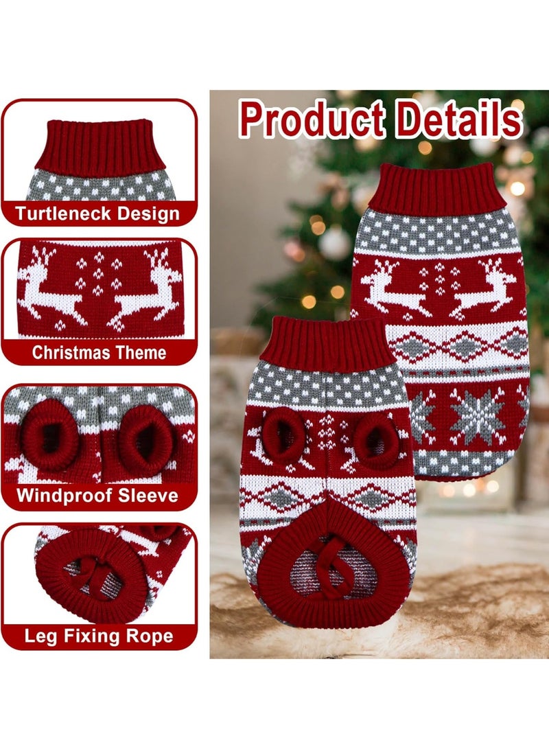 Bukela Christmas Sweater For Cats Dogs, Pet Winter Warm Coat Pajamas, Reindeer Snowflake Festive Pet Apparel, Soft Knitted Sweater For Kitty Puppy Small Dogs - Image 2