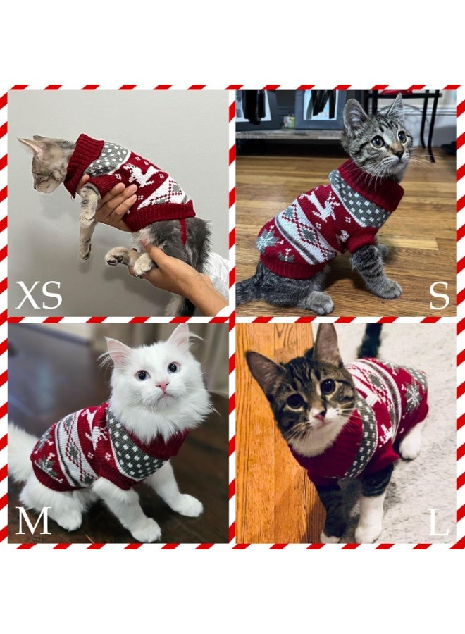 Bukela Christmas Sweater For Cats Dogs, Pet Winter Warm Coat Pajamas, Reindeer Snowflake Festive Pet Apparel, Soft Knitted Sweater For Kitty Puppy Small Dogs - Image 3