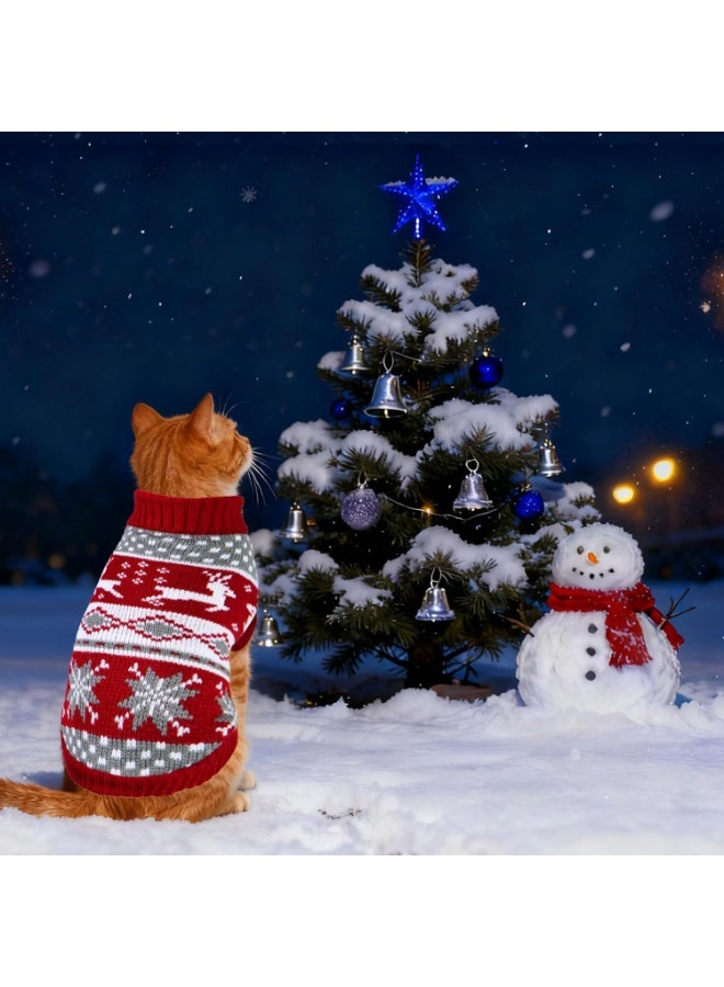 Bukela Christmas Sweater For Cats Dogs, Pet Winter Warm Coat Pajamas, Reindeer Snowflake Festive Pet Apparel, Soft Knitted Sweater For Kitty Puppy Small Dogs - Image 4