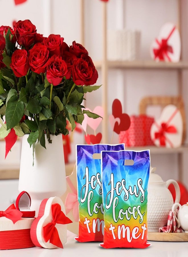 BLSUREFYX 120pcs Jesus Loves Me Gift Bags Jesus Valentines Treat Bag Religious Christian Easter Goodie Bags Bible Cross Candy Bag with Handle for Jesus Themed Party VBS Sunday School Classroom Church Group - Image 4
