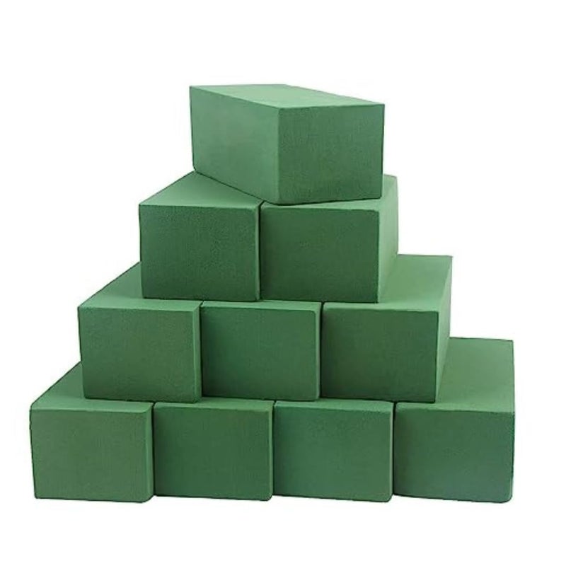 Ercole Floral Products, Wet and Dry Floral Foam Blocks Flower Arrangement Kit for Fresh or Silk Artificial Flowers Premium Green (9"L x 3.1"W x 4.3"H; Pack of 10) - Image 1