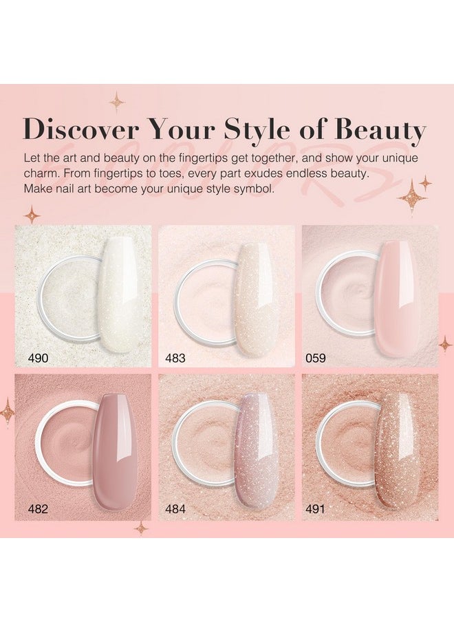 AZUREBEAUTY Dip Powder Nail Nude Set Dustylight Pink Champagne Shimmery All Seasons 6 Colors Dipping Powder Starter Kit French Nail Art Manicure Diy Salon Gifts For Women No Need Nail Lamp Cured  - Image 4