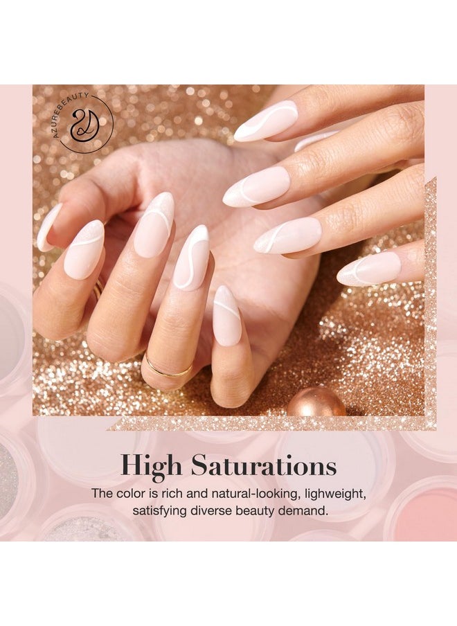 AZUREBEAUTY Dip Powder Nail Nude Set Dustylight Pink Champagne Shimmery All Seasons 6 Colors Dipping Powder Starter Kit French Nail Art Manicure Diy Salon Gifts For Women No Need Nail Lamp Cured  - Image 2