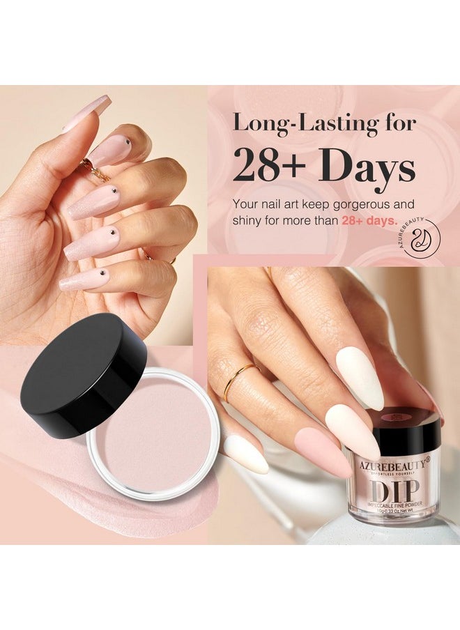 AZUREBEAUTY Dip Powder Nail Nude Set Dustylight Pink Champagne Shimmery All Seasons 6 Colors Dipping Powder Starter Kit French Nail Art Manicure Diy Salon Gifts For Women No Need Nail Lamp Cured  - Image 3