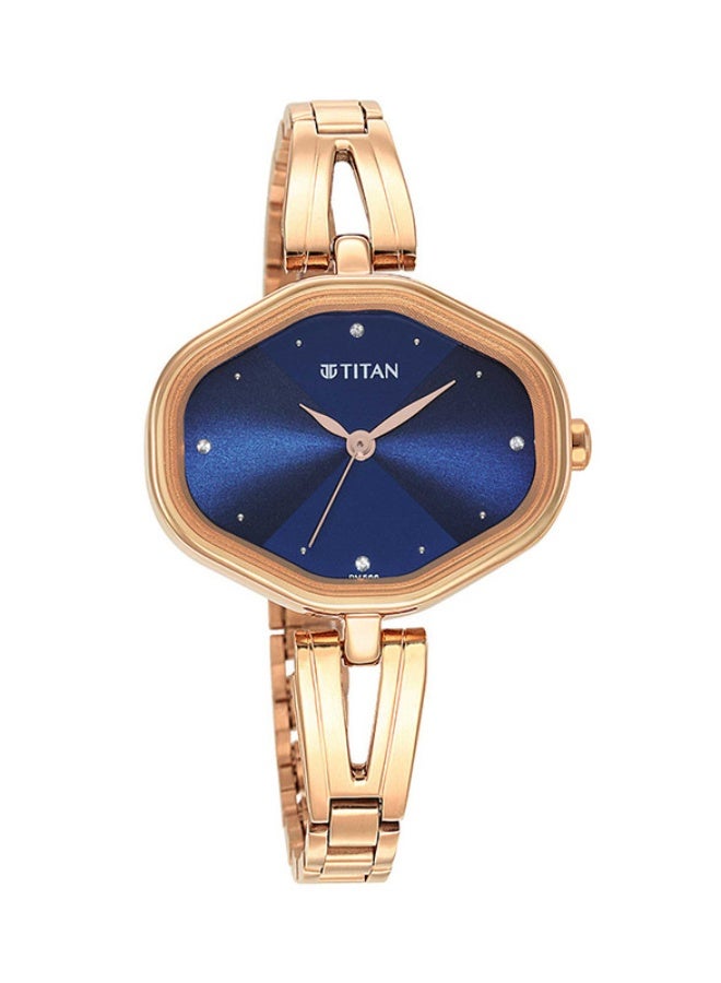 Titan Karishma Analogue Blue Oval Dial Rose Gold Stainless Steel Strap Watch for Women -2680WM01 - Image 2