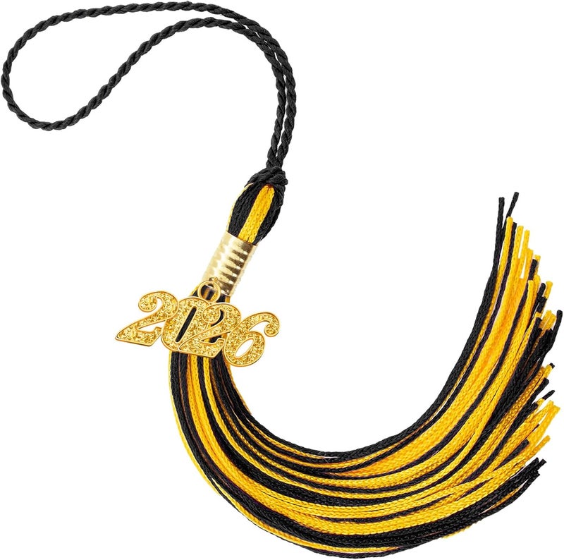 RHOttbiy 2026 Graduation Tassel, 2026 Tassel Graduation,2026 Tassels for Graduations Cap with 2026 Year Gold Charms for Graduate Cap,Black Gold Graduations Tassels for Class of 2026 Grad Ceremonies Accessories - Image 1