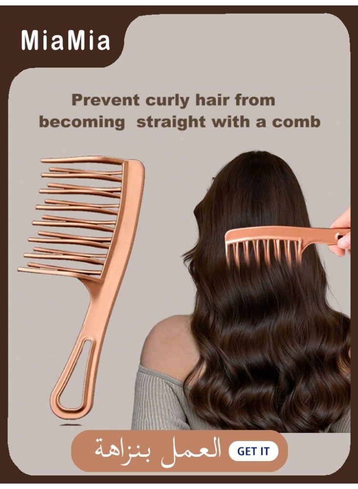 Miamia 2 Pcs Set of Women’s Double Row Wide Tooth Comb, Large Hair Comb, Suitable for Long Curly Hair and Styling, Prevent Static Gold - Image 1