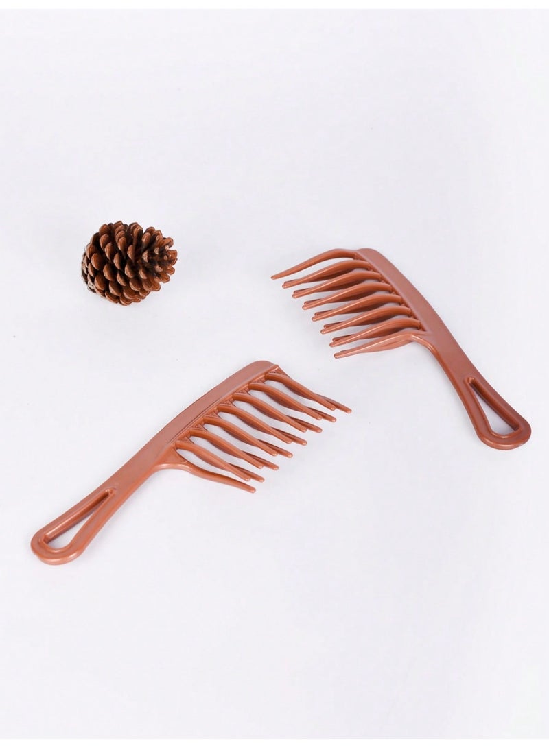 Miamia 2 Pcs Set of Women’s Double Row Wide Tooth Comb, Large Hair Comb, Suitable for Long Curly Hair and Styling, Prevent Static Gold - Image 2