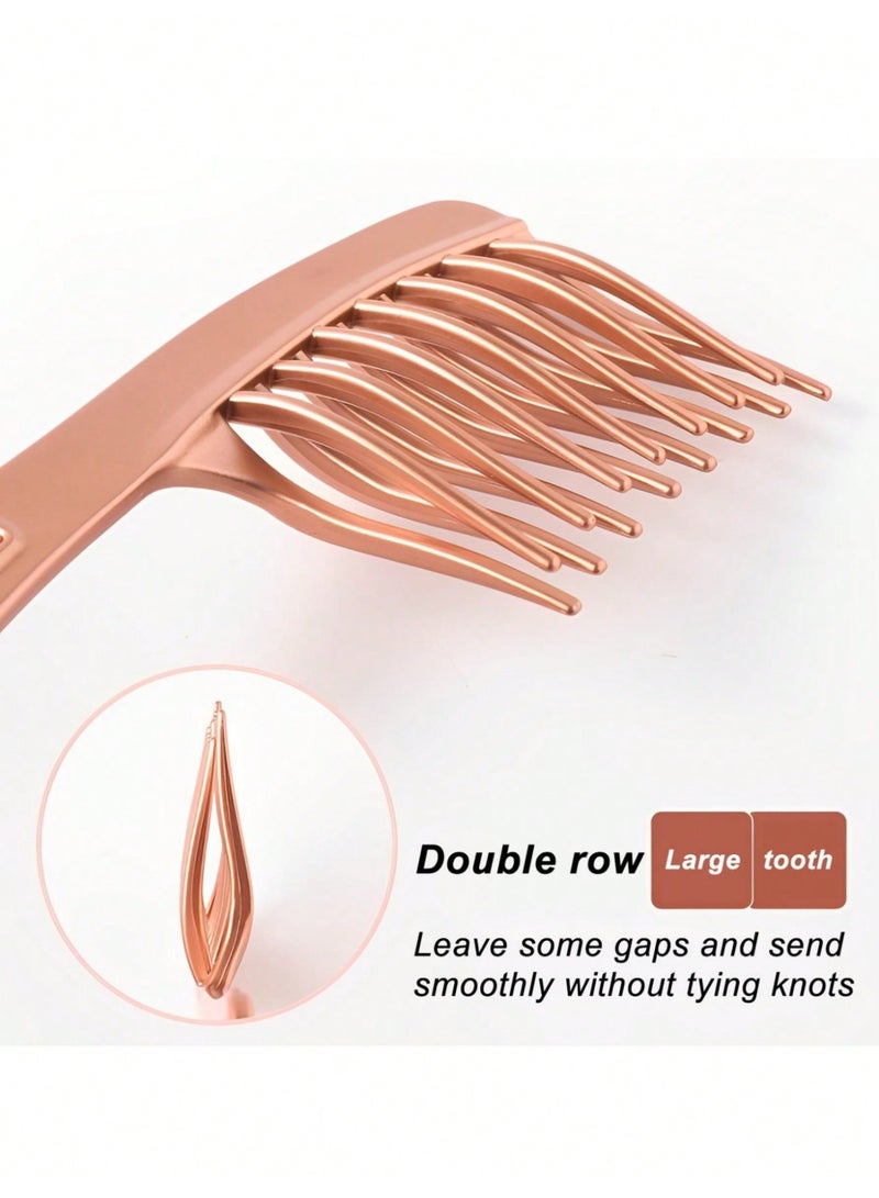 Miamia 2 Pcs Set of Women’s Double Row Wide Tooth Comb, Large Hair Comb, Suitable for Long Curly Hair and Styling, Prevent Static Gold - Image 4