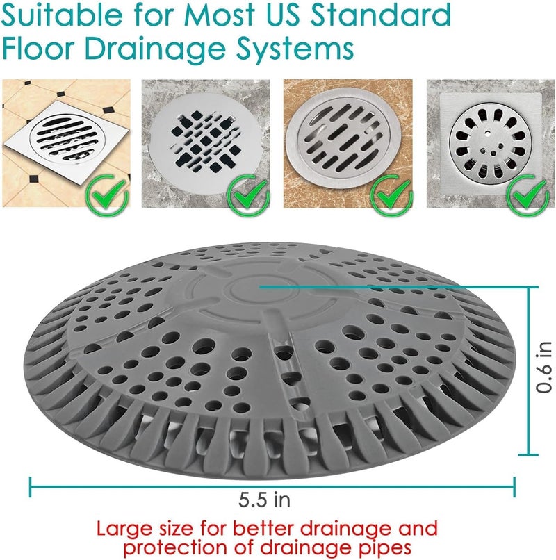 AWzzz Shower Drain Hair Catcher, 5.5in Shower Hair Catcher Large Premium Silicone Drain Protector Strainer, Shower Drain Cover for Shower Room, Floor Drain, Bathroom Sink, Dark Grey - Image 3