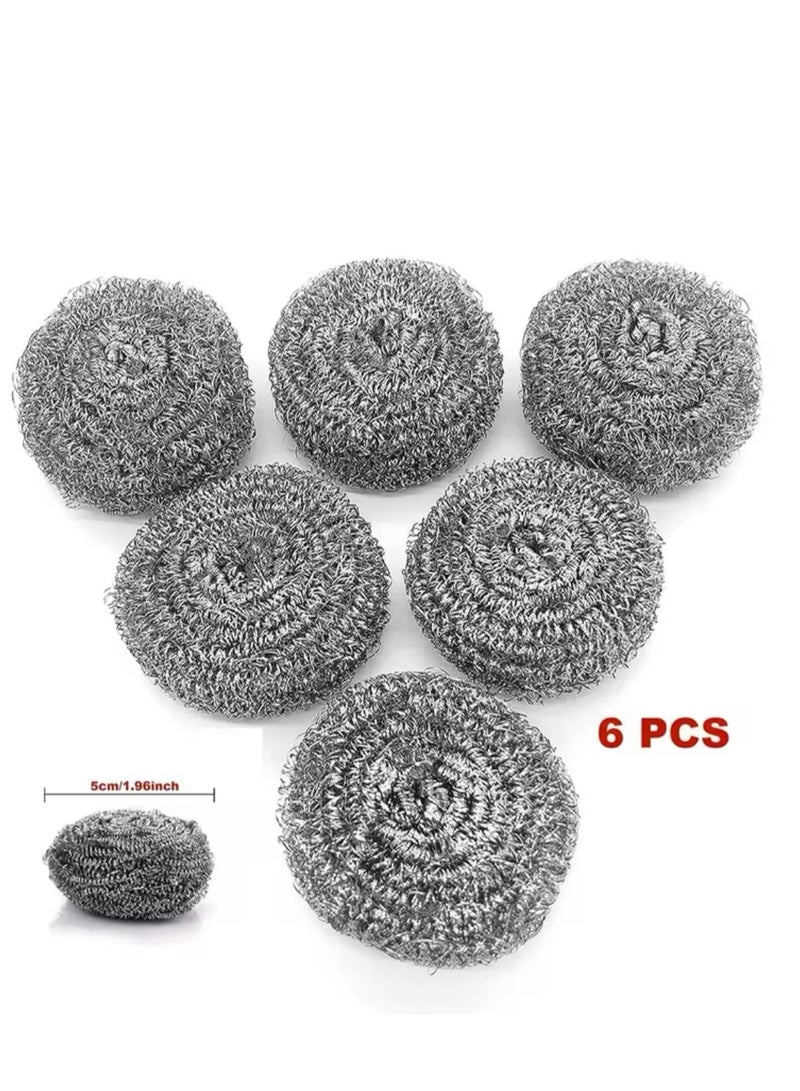 BLUE CORAL 6-Pack Stainless Steel Wire Brush with Long Handles Kitchen Replacement Steel Wool Wire Ball Dishwashing Brush Sink Countertop Cleaning - Image 2