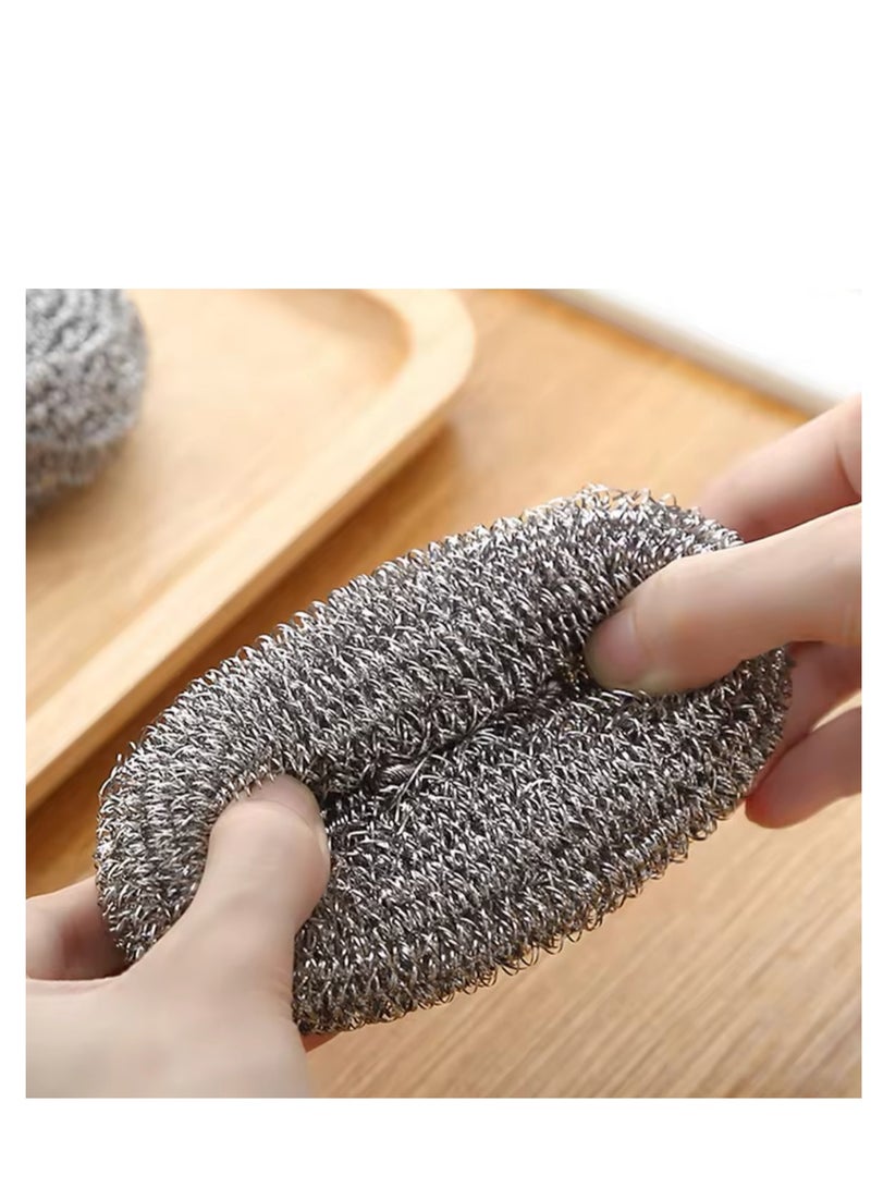 BLUE CORAL 6-Pack Stainless Steel Wire Brush with Long Handles Kitchen Replacement Steel Wool Wire Ball Dishwashing Brush Sink Countertop Cleaning - Image 4