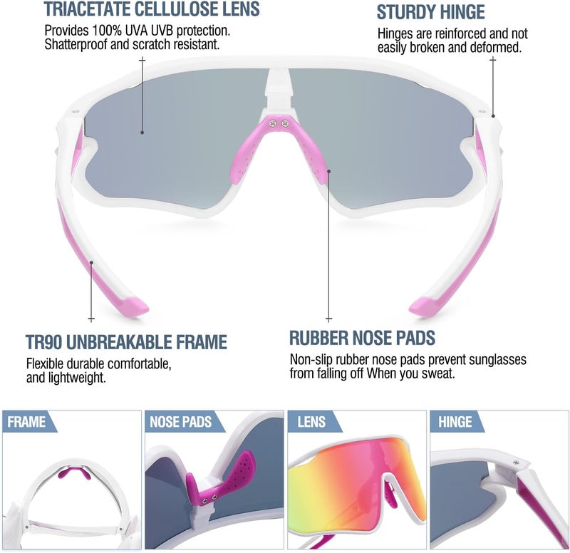 DUCO Kids Sunglasses Polarized UV Protection 400 - Kids Sports Sunglasses Boys with Lightweight TR90 Frame - Youth Baseball and Cycling Sun Glasses for Boys & Girls - DK268 - Image 4