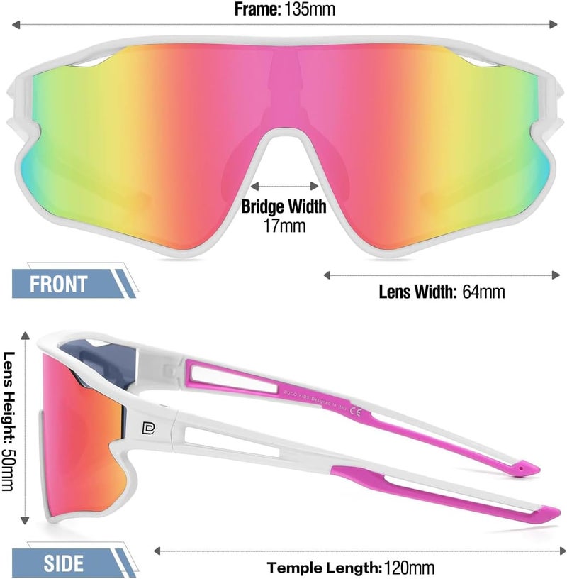 DUCO Kids Sunglasses Polarized UV Protection 400 - Kids Sports Sunglasses Boys with Lightweight TR90 Frame - Youth Baseball and Cycling Sun Glasses for Boys & Girls - DK268 - Image 3