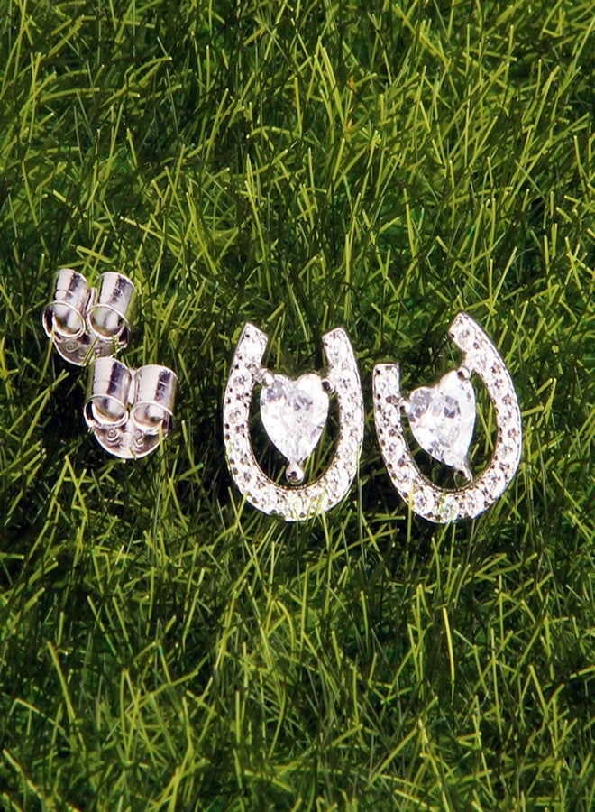 AKTAP Horseshoe Stud Earrings for Fashion Jewelry Crystal Cubic Zirconia Earrings - Image 4