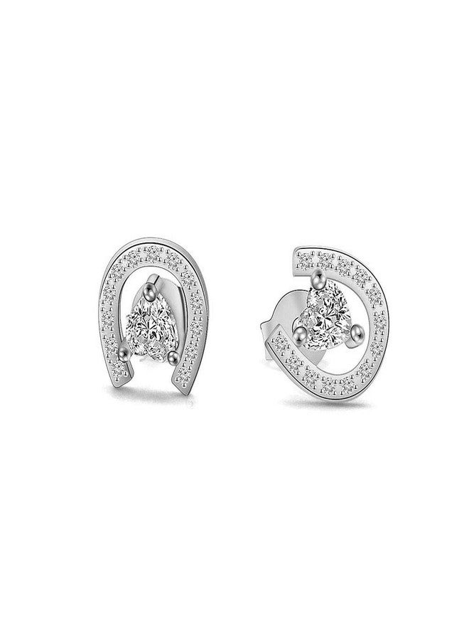 AKTAP Horseshoe Stud Earrings for Fashion Jewelry Crystal Cubic Zirconia Earrings - Image 1