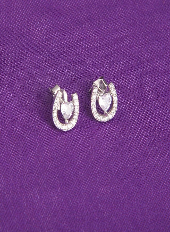 AKTAP Horseshoe Stud Earrings for Fashion Jewelry Crystal Cubic Zirconia Earrings - Image 5