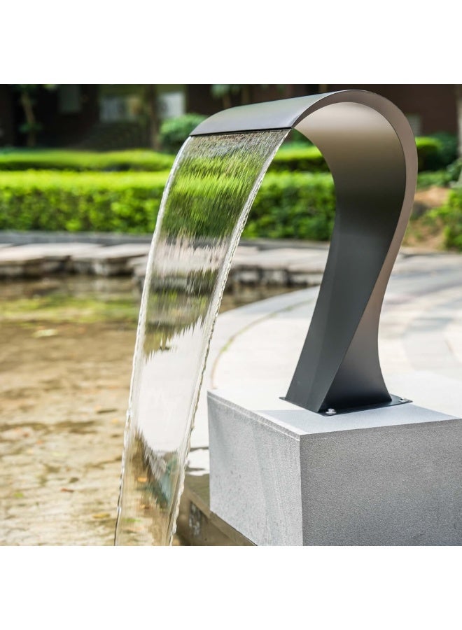 Cobra Pool Waterfall Spout in 304 Stainless Steel in Black - Modern Design for Pools and Gardens - Image 1